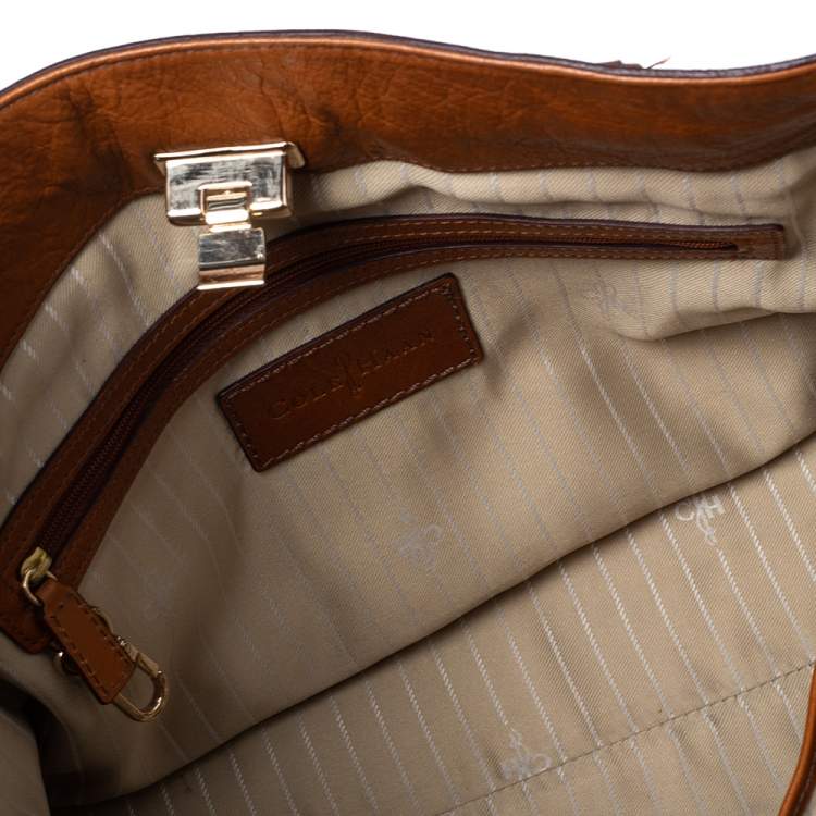 Pre Owned Cole Haan Brown/Tan Pebbled Leather Tote
