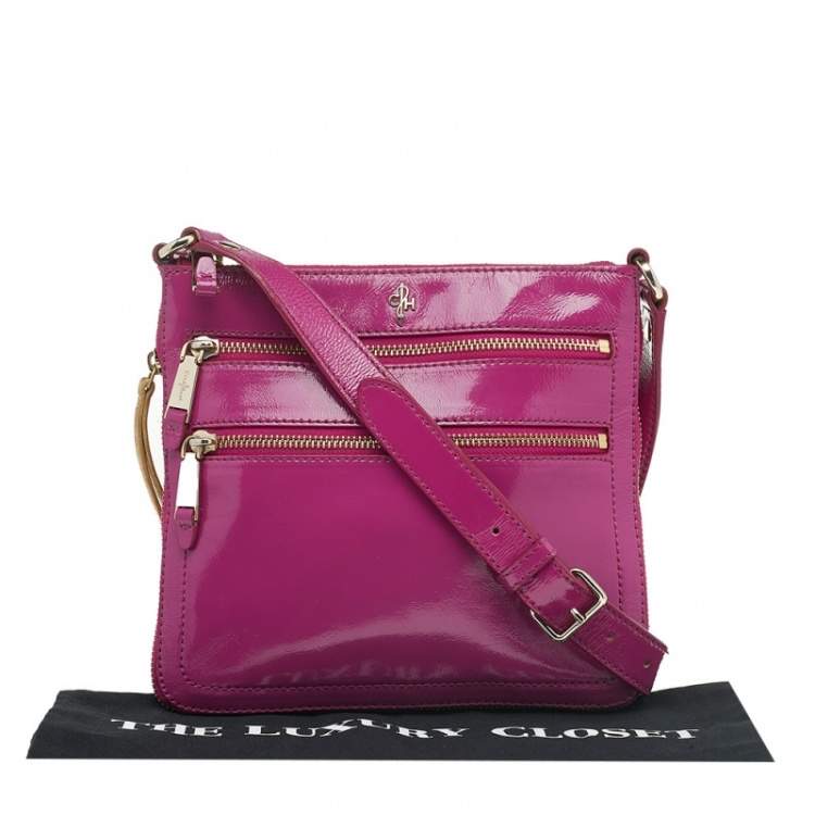 Pre Owned Cole Haan Pink Patent Leather Jitney Sheila Crossbody Bag
