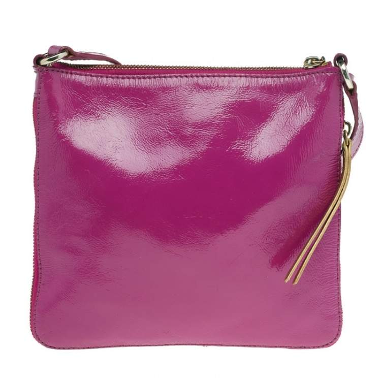 Pre Owned Cole Haan Pink Patent Leather Jitney Sheila Crossbody Bag