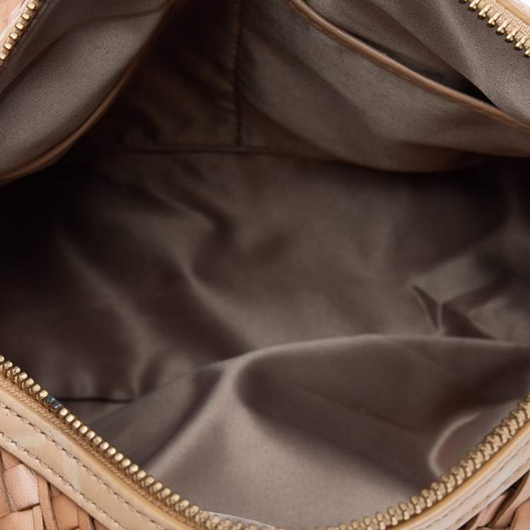 Pre Owned Cole Haan Beige Woven Leather Satchel