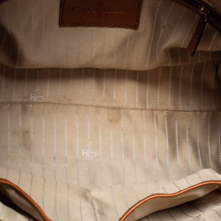 Pre Owned Cole Haan Brown Leather Vintage Valise Novelty Kendra Tote