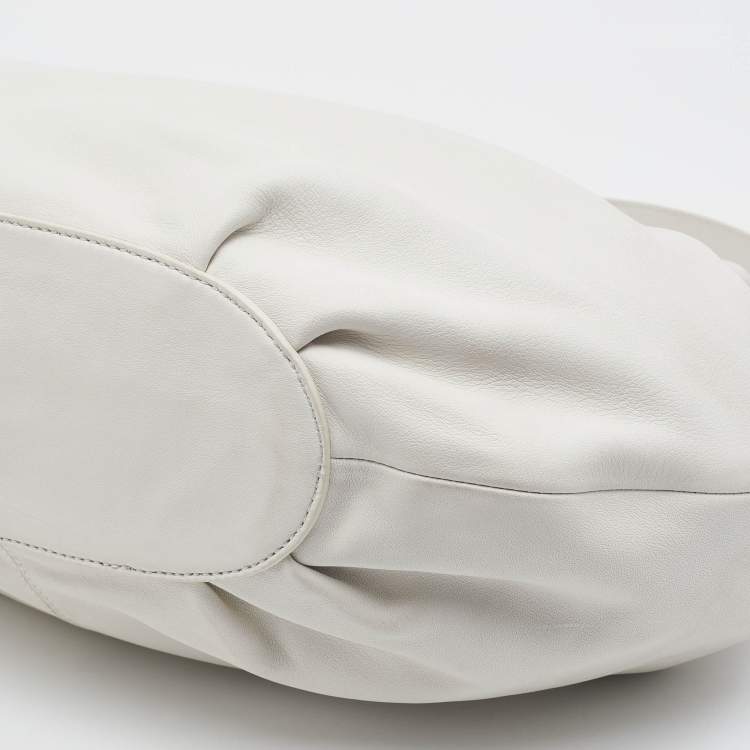 Pre Owned Cole Haan White Leather Drawstring Bucket Bag   