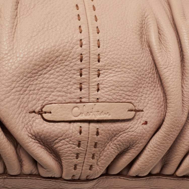 Pre Owned Cole Haan Light Pink Leather Pleated Hobo