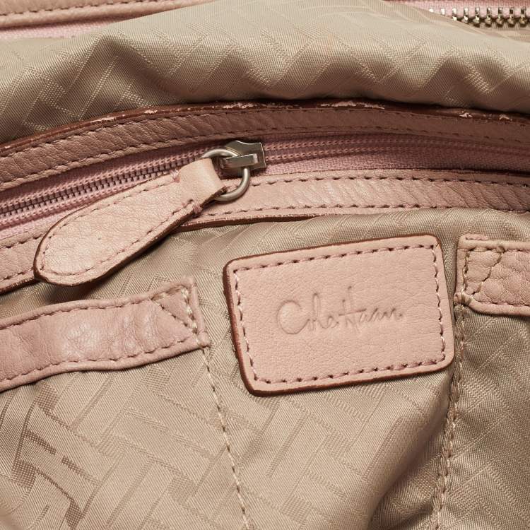 Pre Owned Cole Haan Light Pink Leather Pleated Hobo