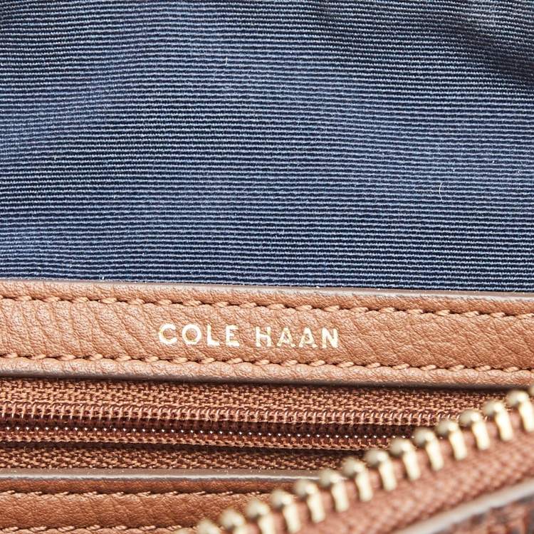 Pre Owned Cole Haan Brown Woven Leather Tassel Crossbody Bag