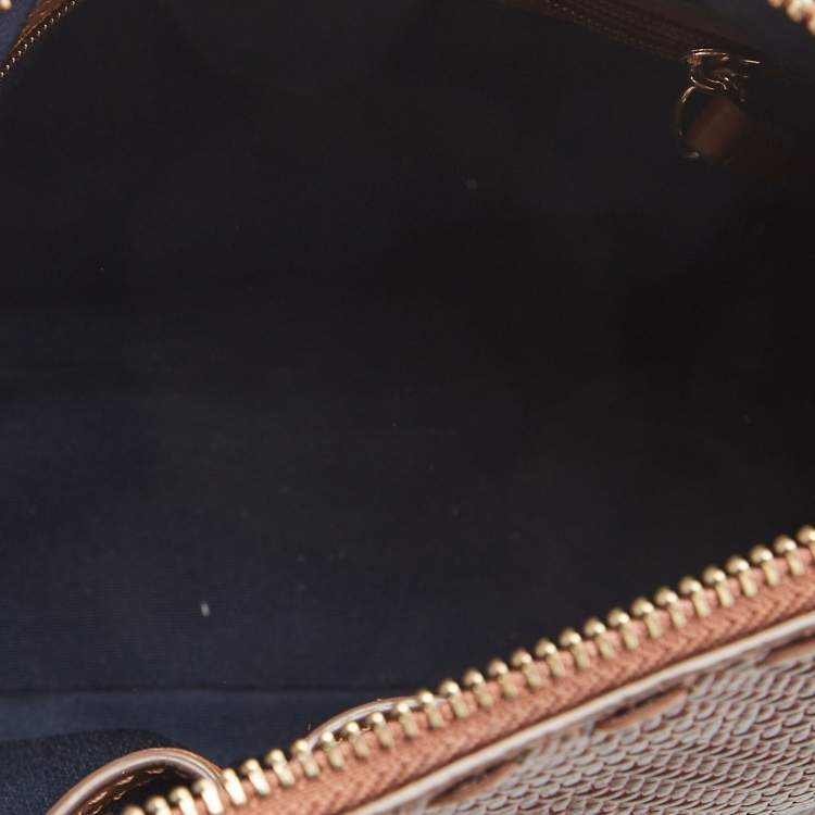Pre Owned Cole Haan Brown Woven Leather Tassel Crossbody Bag