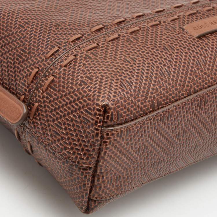 Pre Owned Cole Haan Brown Woven Leather Tassel Crossbody Bag