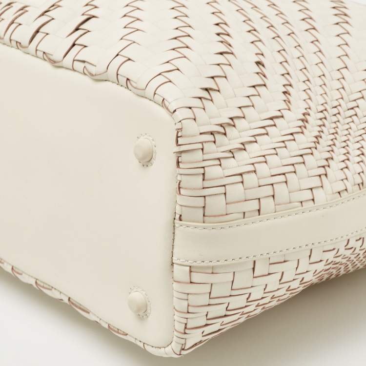 Pre Owned Cole Haan Ivory Woven Leather Satchel