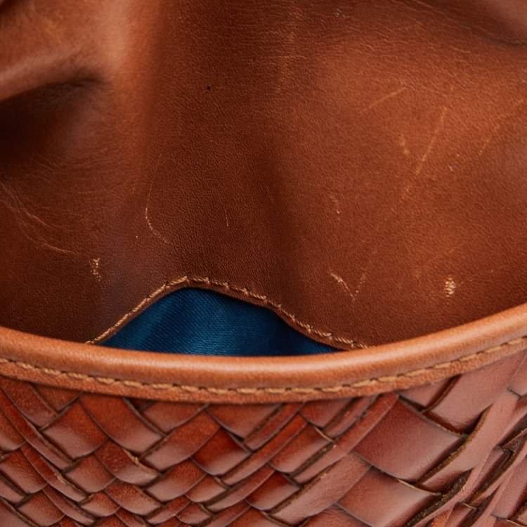 Pre Owned Cole Haan Tan Woven Leather Boston Bag