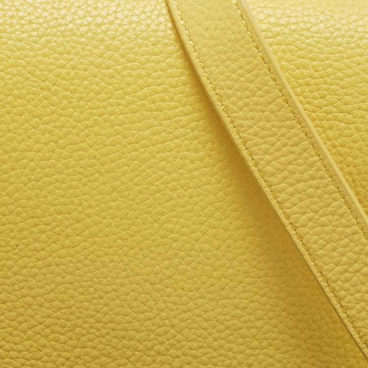 Pre Owned Cole Haan Yellow Leather Flap Crossbody Bag 