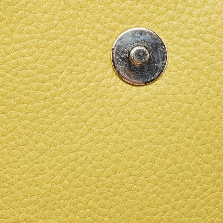 Pre Owned Cole Haan Yellow Leather Flap Crossbody Bag 