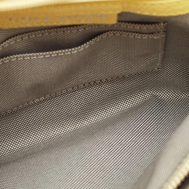 Pre Owned Cole Haan Yellow Leather Flap Crossbody Bag 