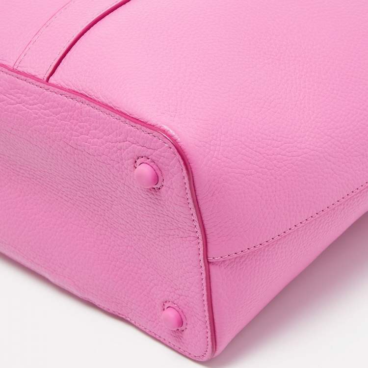 Pre Owned Cole Haan Pink Leather Zip Shopper Tote