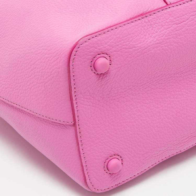 Pre Owned Cole Haan Pink Leather Zip Shopper Tote