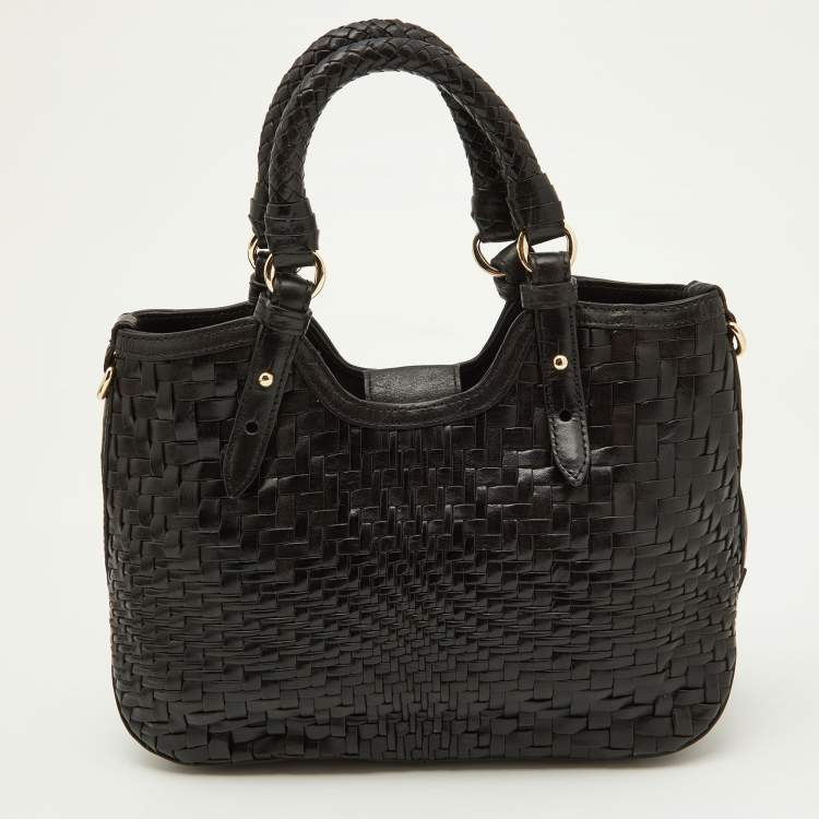 Pre Owned Cole Haan Black Woven Leather Satchel