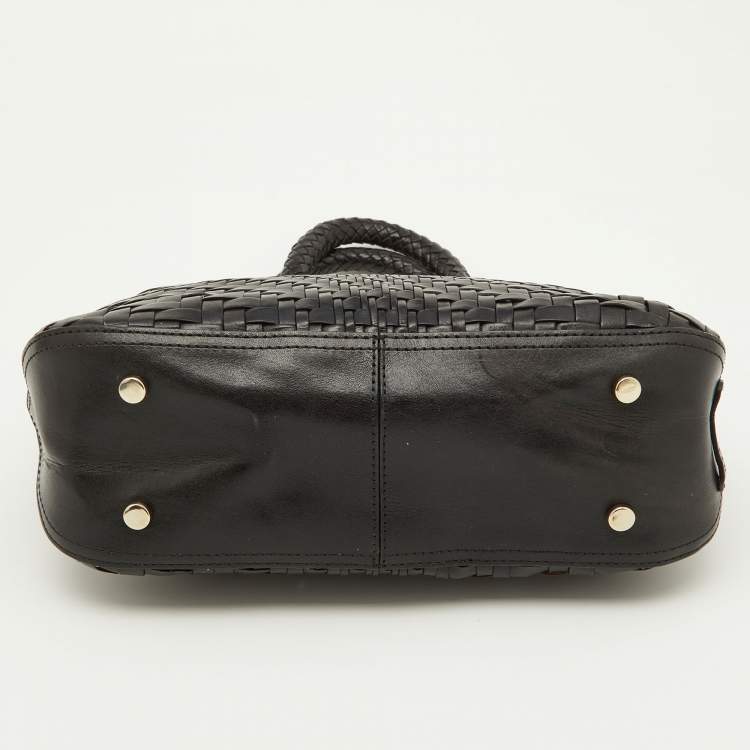 Pre Owned Cole Haan Black Woven Leather Satchel