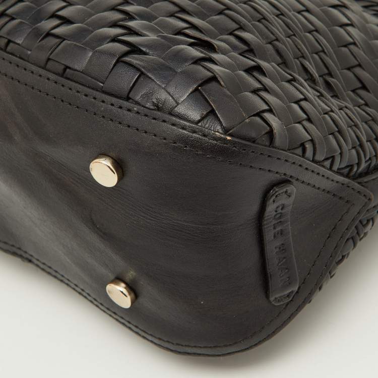 Pre Owned Cole Haan Black Woven Leather Satchel