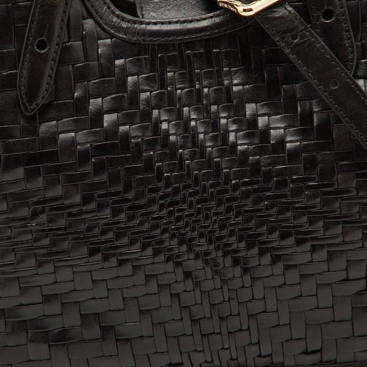 Pre Owned Cole Haan Black Woven Leather Satchel