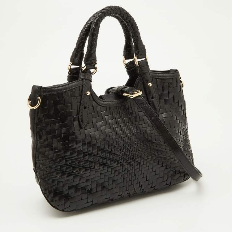 Pre Owned Cole Haan Black Woven Leather Satchel