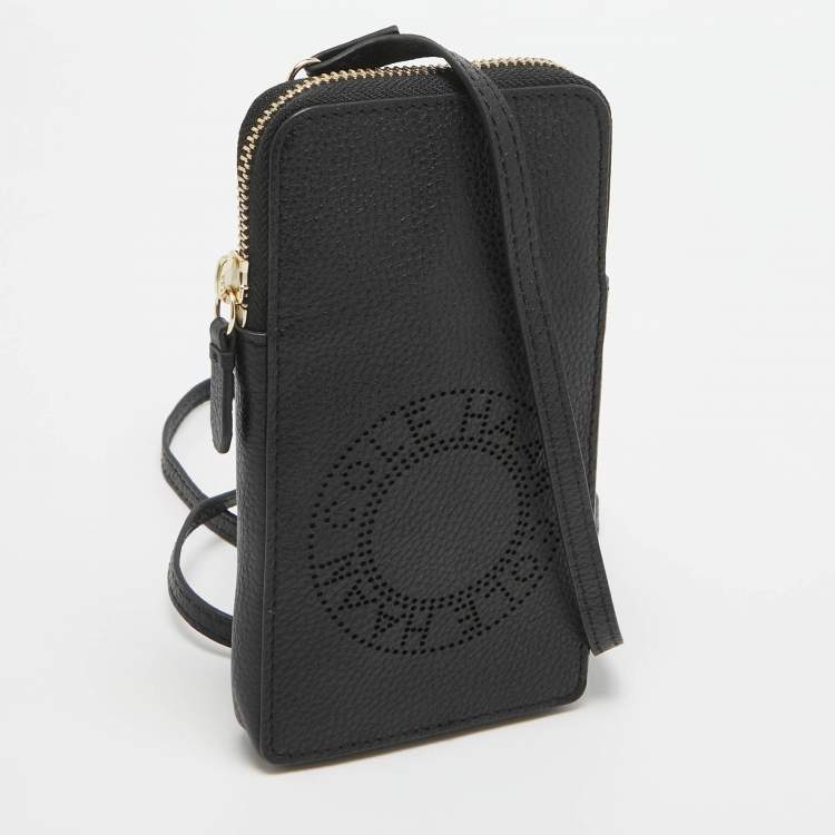 Pre Owned Cole Haan Black Leather Phone Holder Crossbody Bag