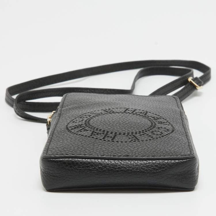 Pre Owned Cole Haan Black Leather Phone Holder Crossbody Bag