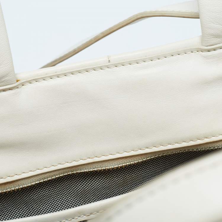 Pre Owned Cole Haan Off  White Leather Grand Series Tote