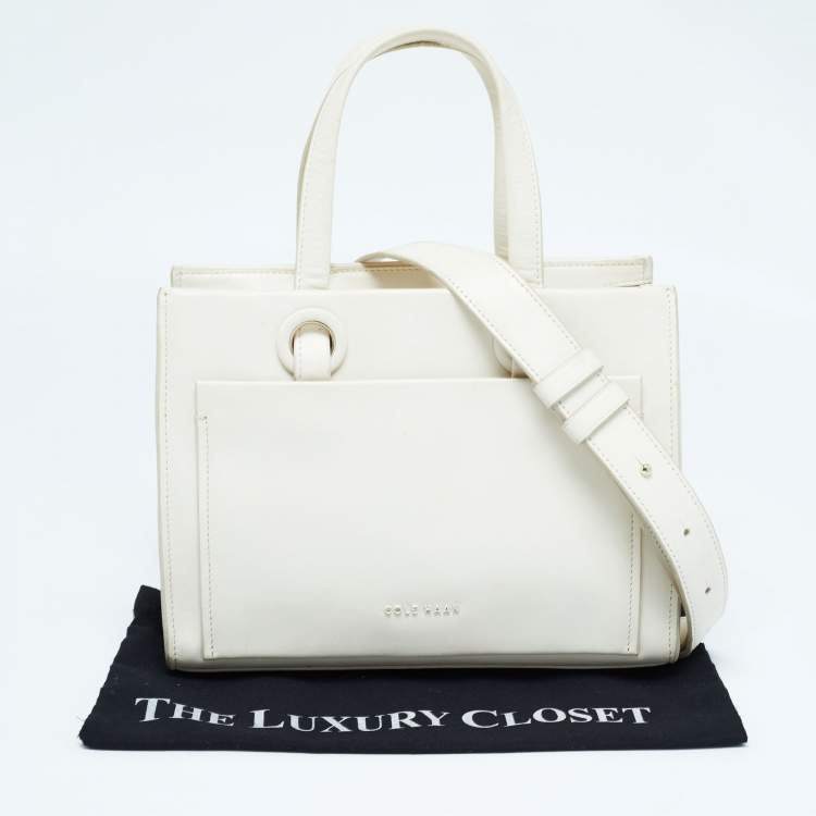 Pre Owned Cole Haan Off  White Leather Grand Series Tote