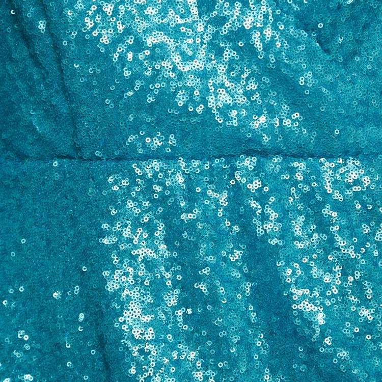 Pre Owned Collini Blue Sequin Draped Long Sleeve Mini Dress S