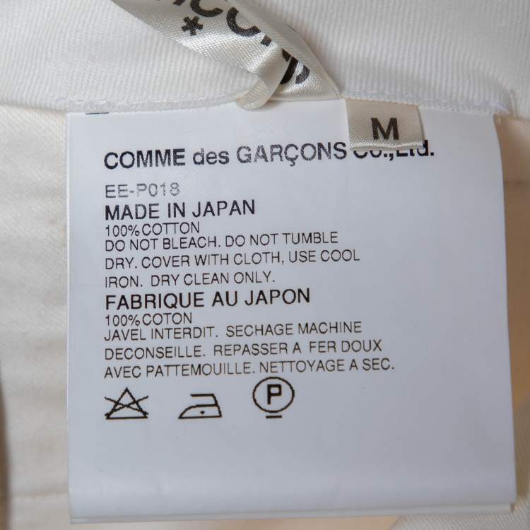 Pre Owned Comme des Garcons Cream Cotton Skirt Overlay Detail Pants M
