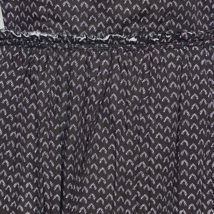 Pre Owned Comme Des Garçons Black Patterned Rexcell Pleated Midi Dress S