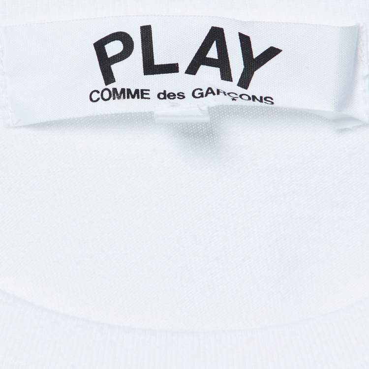 Pre Owned Comme des Garcons Play White Logo Print Cotton Long Sleeve T-Shirt M