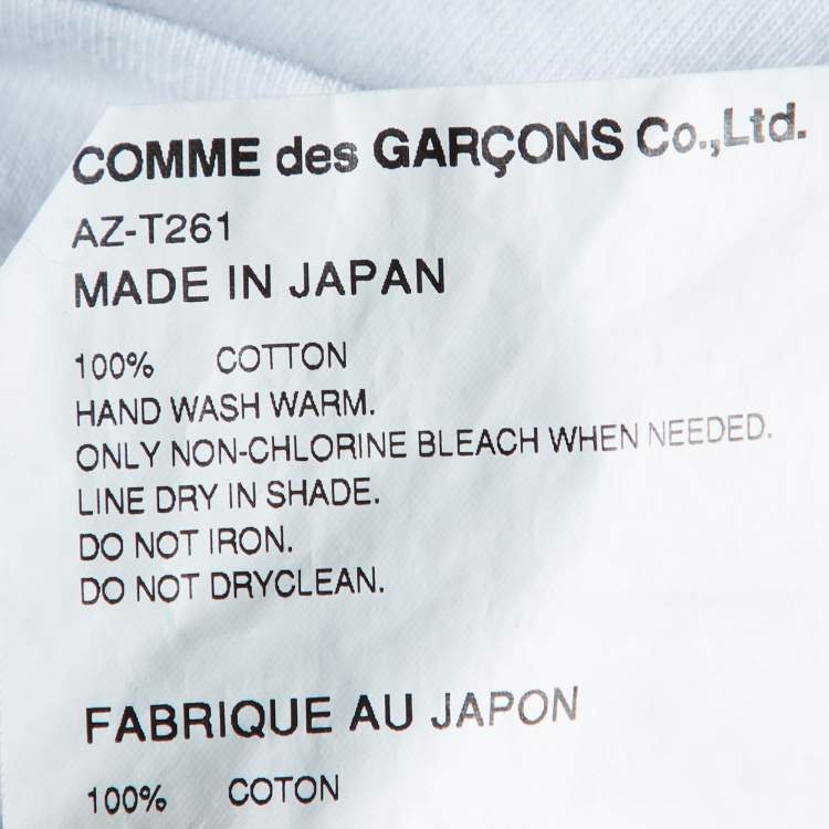 Pre Owned Comme des Garcons Play White Logo Print Cotton Long Sleeve T-Shirt M