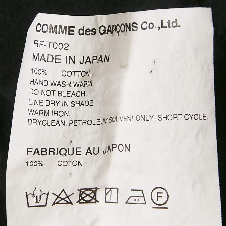 Pre Owned Comme des Garcons Black Cotton Ruffle Detail T-Shirt L
