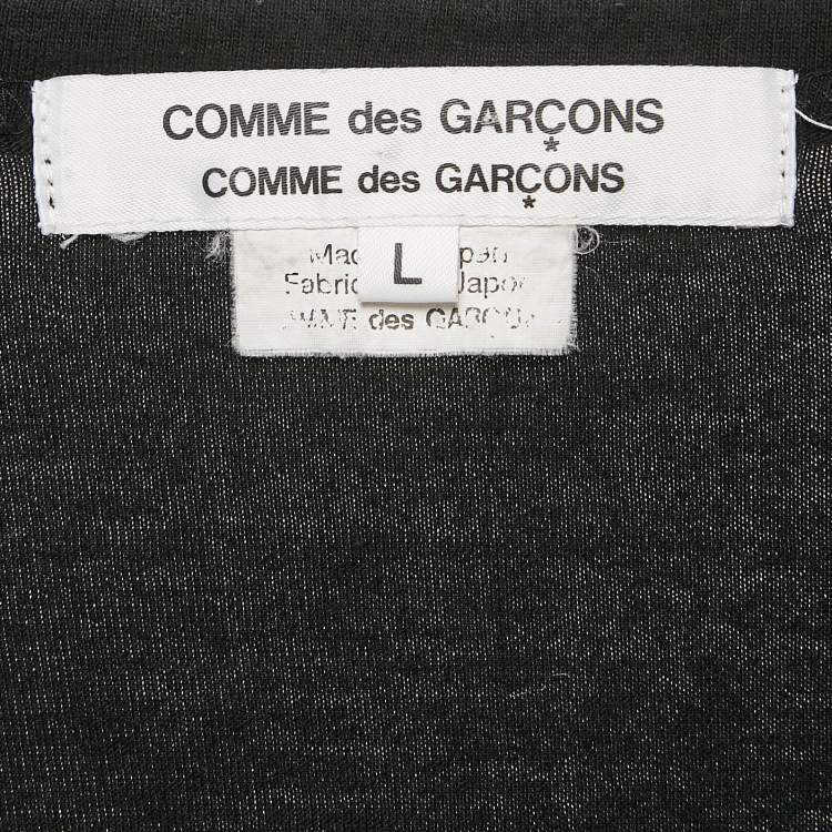 Pre Owned Comme des Garcons Black Cotton Ruffle Detail T-Shirt L