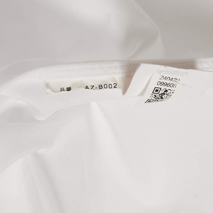 Pre Owned Comme des Garcons White Red Heart Applique Cotton Shirt S