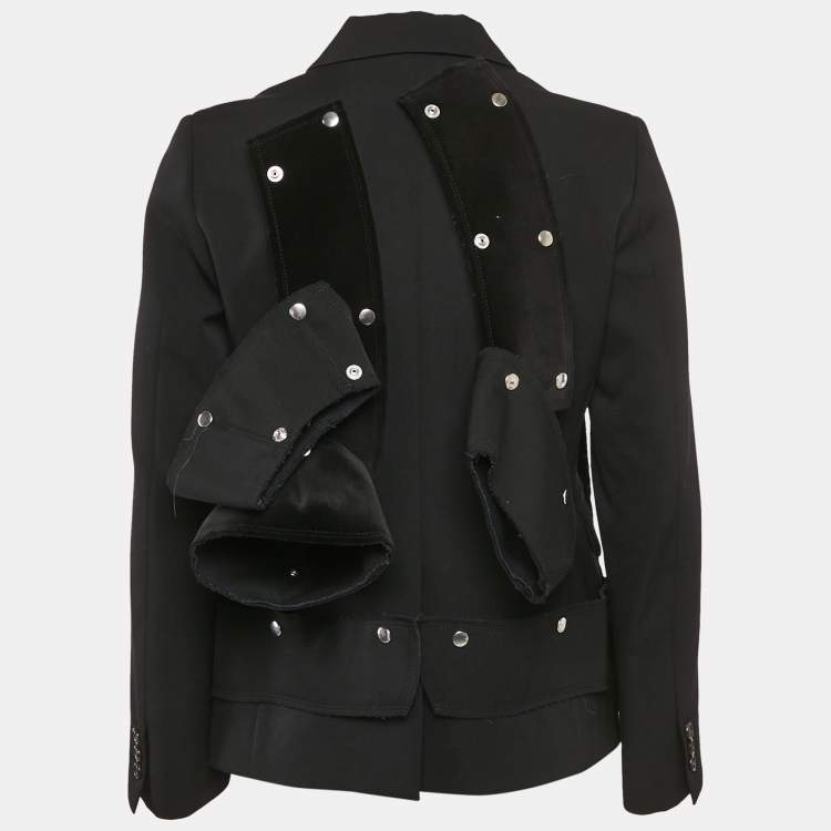 Pre Owned COMME des GARÇONS Black Wool Detachable Panel Detail Blazer S