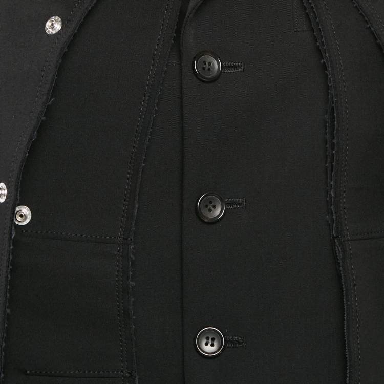 Pre Owned COMME des GARÇONS Black Wool Detachable Panel Detail Blazer S