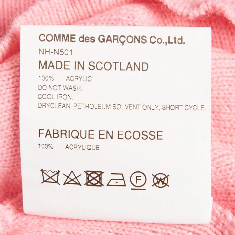 Pre Owned Comme des Garçons Pink Knit Contrast Pocket Detail Button Front Cardigan S