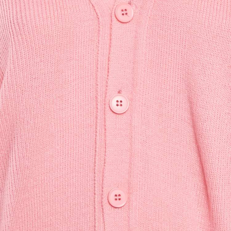 Pre Owned Comme des Garçons Pink Knit Contrast Pocket Detail Button Front Cardigan S