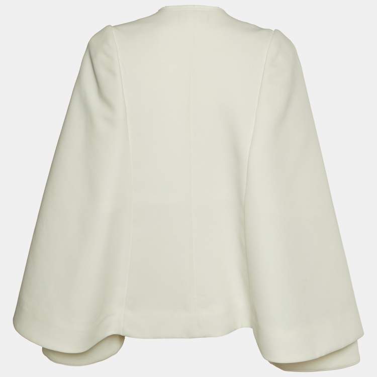 Pre Owned Comme des Garcons  White Crepe Oversized Open Jacket S