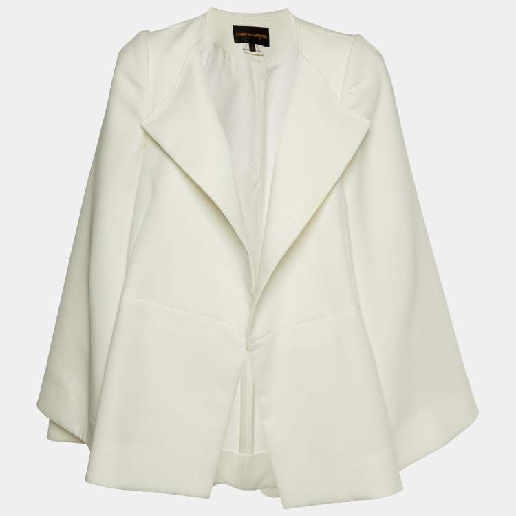 Pre Owned Comme des Garcons  White Crepe Oversized Open Jacket S