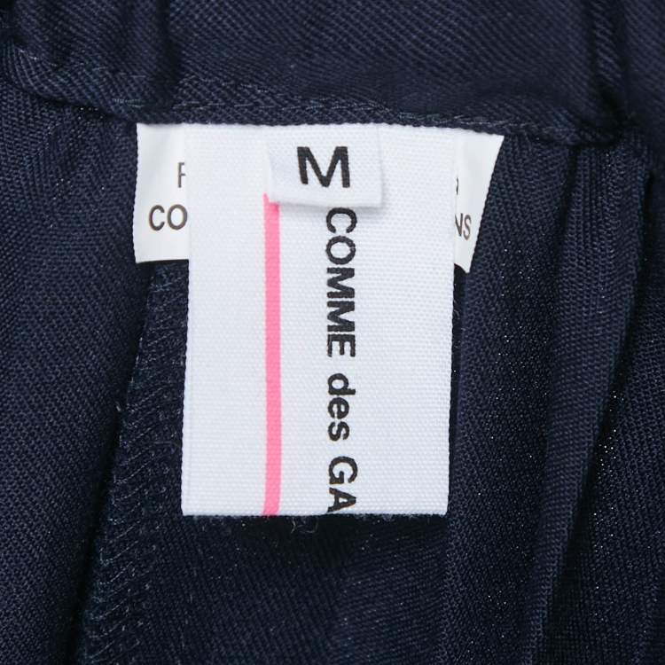 Pre Owned Comme des Garcons Navy Blue Wool Pleated Midi Skirt M