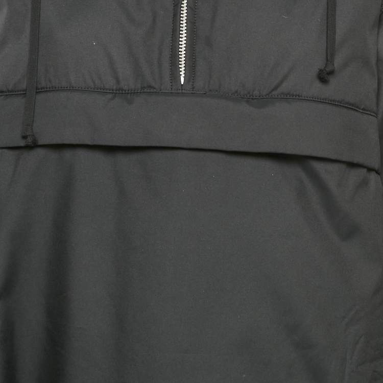 Pre Owned Comme des Garcons Black Synthetic Hooded Long Jacket M