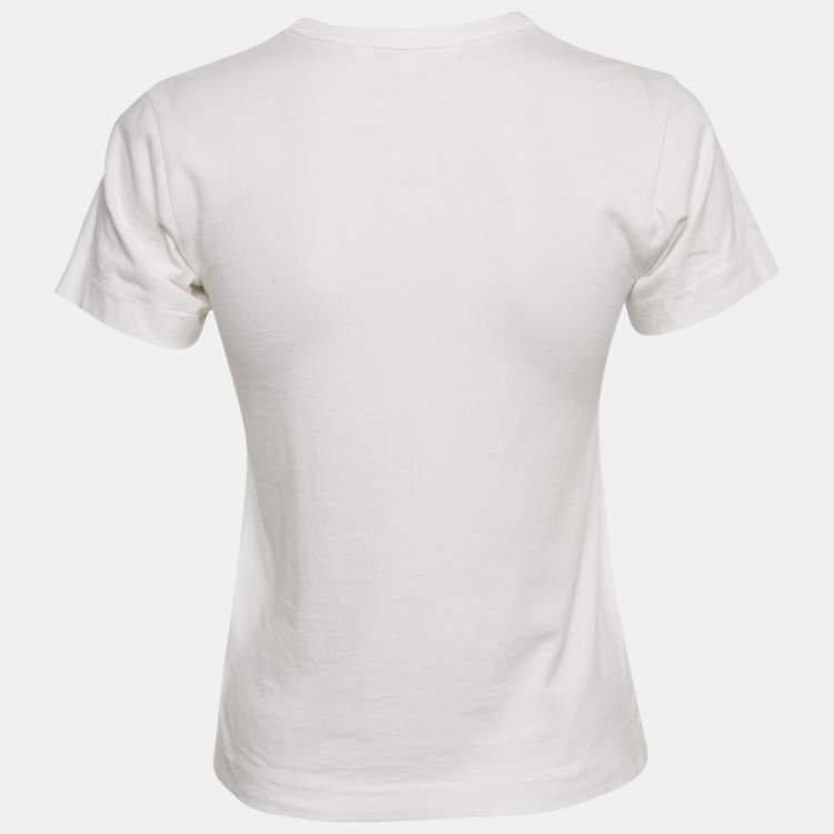 Pre Owned Comme des Garcons White Play Logo Print Cotton T-Shirt S  