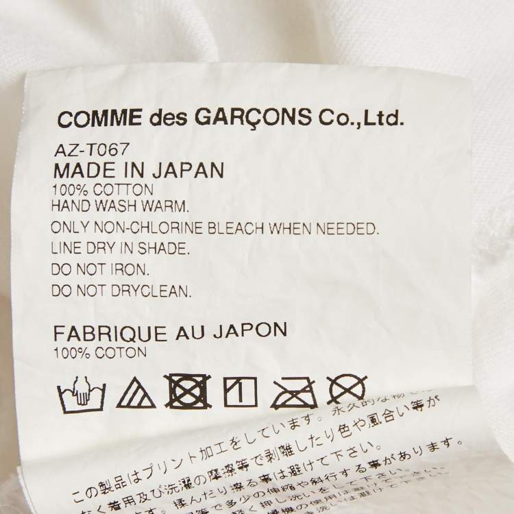 Pre Owned Comme des Garcons White Play Logo Print Cotton T-Shirt S  