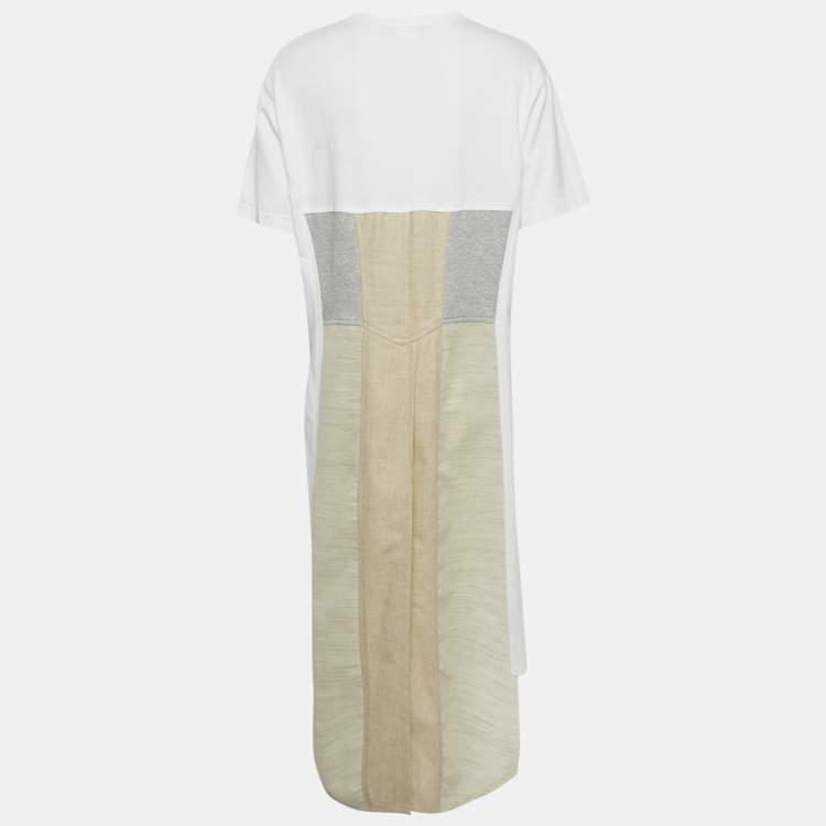 Pre Owned Comme des Garcons White Wool and Jersey Asymmetric T-Shirt Dress M