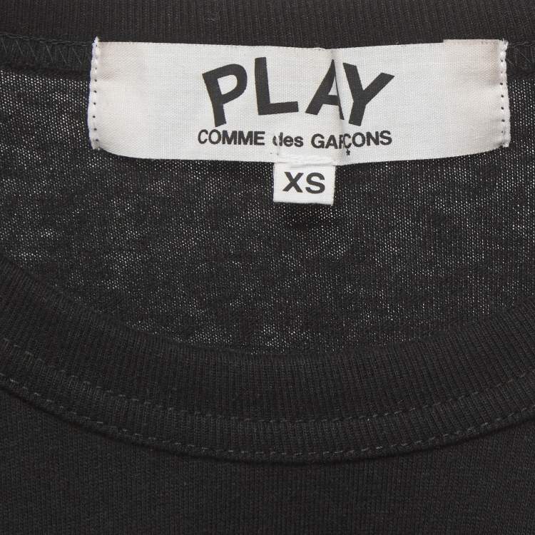 Pre Owned Comme Des Garcons PLAY Black Jersey Embroidered Heart T-Shirt XS