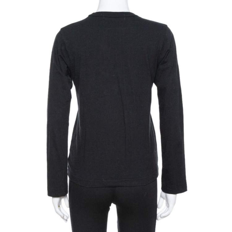 Pre Owned Comme des Garçons Play Black Cotton Jersey Long Sleeve T-Shirt M