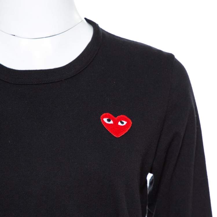 Pre Owned Comme des Garçons Play Black Cotton Jersey Long Sleeve T-Shirt M