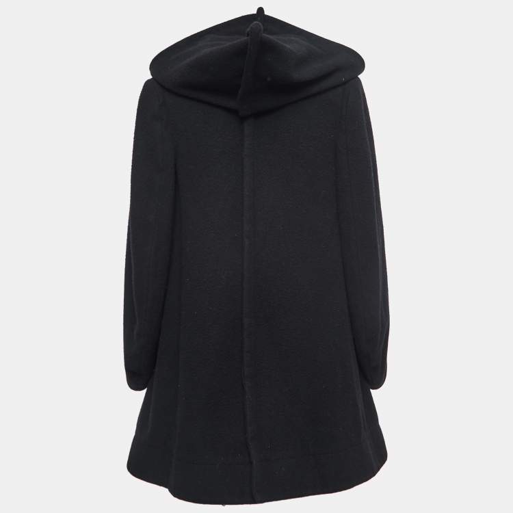 秋冬 BLACK COMME des GARCONS パーカー ロング丈 Comme des Garcons Black Wool Hooded Double Breasted Long